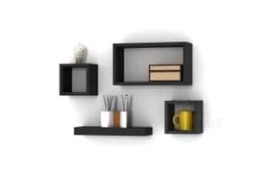 Kundi Set of 4 Black Wooden Wall Mounted Wall Decor