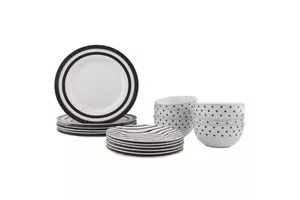 Amazon Basics 18 Pieces Kitchen Porcelain Dinnerware Set